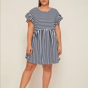 Navy and white striped dress
